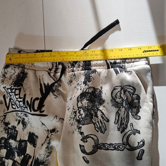 Y2K Rebel Vengeance Skull Graffiti Graphic Jogger Sweatpants Goth Size XL 3735 - Picture 5 of 8